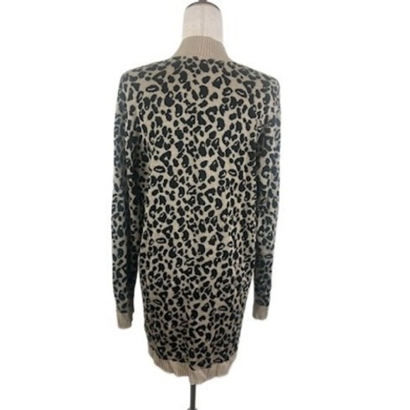 Nine West Womens Leopard Print Open Front Cardigan Duster Sweater Size XL - Picture 3 of 5